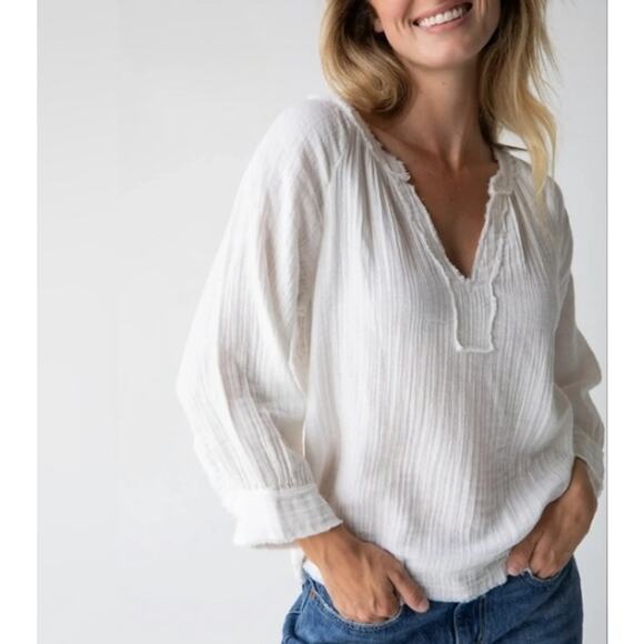 NATURAL LIFE Tops - Natural Life Robyn Cotton Gauze V-neck Boho Cottagecore Top - XS